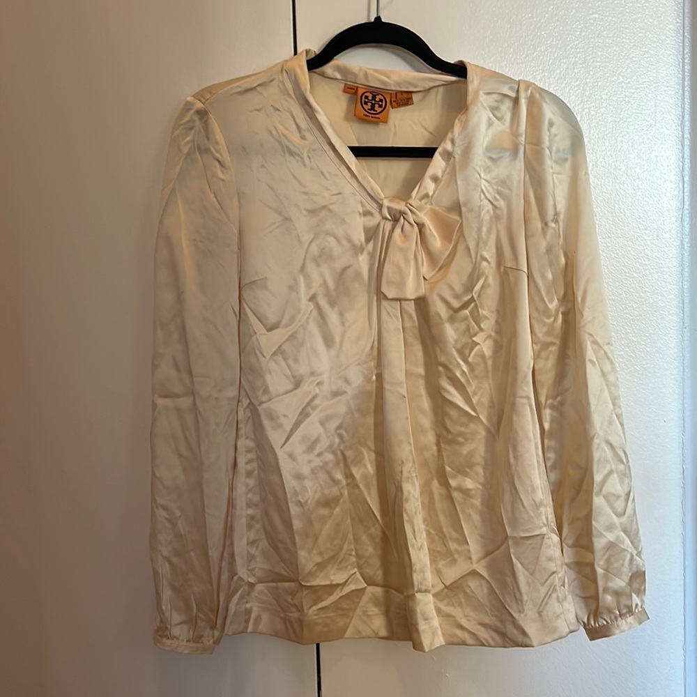 Tory Burch ivory silk blouse with tie